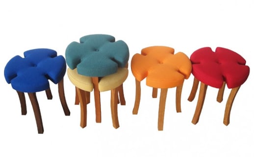 花形スツール2脚セット ウォールナット材 水色神奈川県寒川町280000衣類・装飾品・工芸品その他 装飾品・工芸品