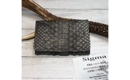 墨染パイソン×墨染牛革のカードケース神奈川県寒川町115000衣類・装飾品・工芸品その他 装飾品・工芸品