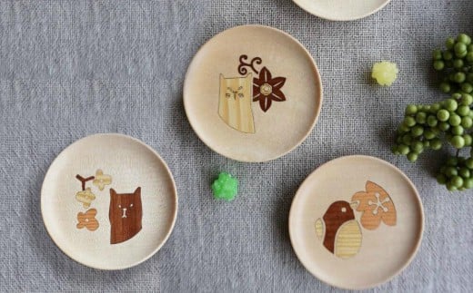 【木象嵌】豆皿 セゾン SS (こうめ) まめ皿 木製 木細工 手作り てづくり 夢工房 岩手県 北上市 C0600岩手県北上市10000衣類・装飾品・工芸品その他 装飾品・工芸品