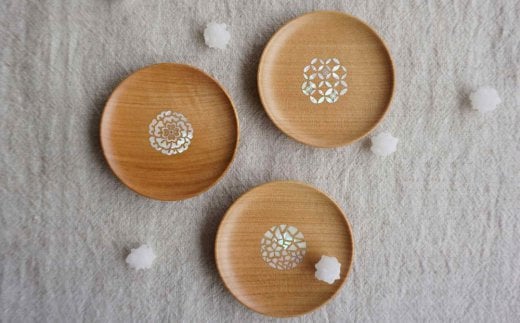 【貝象嵌】豆皿 花々 SS (あねもね) まめ皿 木製 木細工 手作り てづくり 夢工房 岩手県 北上市 C0599岩手県北上市10000衣類・装飾品・工芸品その他 装飾品・工芸品