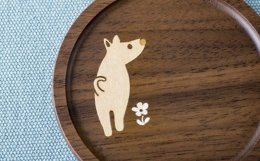 コースター ぽち2個セット 木細工 ウォールナット 無垢材 象嵌 プレゼント 贈り物 岩手県 北上市 夢工房 C0452-01岩手県北上市13000衣類・装飾品・工芸品その他 装飾品・工芸品