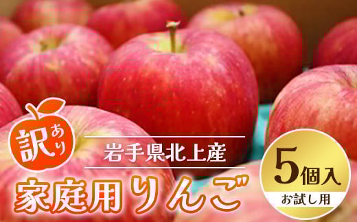 【2025年9月発送開始予定の予約受付】北上産 家庭用 お試し りんご 5個 農家支援品 黄王 つがる ジョナゴールド 星の金貨 スリムレッド ふじ フジ シナノゴールド 王林 冷蔵 季節限定 数量限