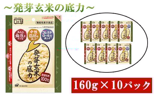 発芽 玄米 1.6kg パックごはん 10パック 機能性表示食品 生活習慣病 ケア 高血圧 中性脂肪 コレステロール 対策 健康 小分け パウチ レトルト 発芽玄米の底力 160g×10パック 埼玉県 羽生市埼玉
