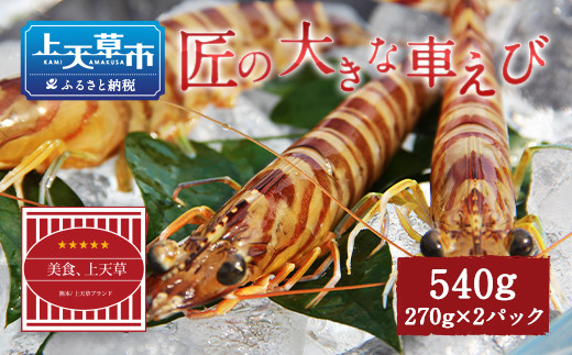 【上天草ブランド認証品】 匠の大きな車えび【活き締め急速冷凍】 270g×2パック(合計10尾〜14尾) 車海老 刺身 車えび えび 車エビ エビ熊本県上天草市24000魚介・海産物エビ