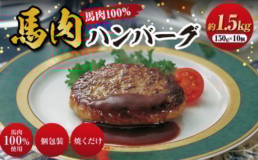 C39Z 馬肉ハンバーグ 約150g × 10個 計約 1.5kg 熊本 国産 馬肉 ハンバーグ 冷凍熊本県上天草市12000肉ジビエ