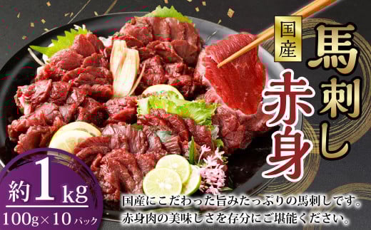 【フジチク】国産 馬刺し 赤身(1kg) 約100g×10個 馬肉 馬刺 赤身 タレ付き 肉 お肉 冷凍 熊本県 上天草市熊本県上天草市33000肉ジビエ