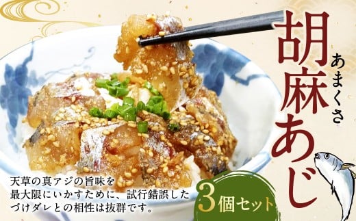 あまくさ胡麻あじ【3個セット】約80g×3個 合計約240g 真あじ 真アジ 鯵 冷凍 熊本県産 国産 九州 熊本県【発送不可日:毎年11月から翌年1月末】熊本県上天草市10000魚介・海産物貝類