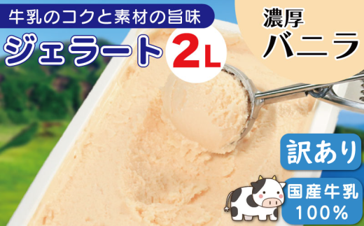 ジェラート 業務用 2L バニラ アイスクリーム アイス デザート 濃厚 バニラアイス 国産 牛乳 ミルク クリーム スイーツ 菓子 洋菓子 おやつ パーティー ギフト 徳島県 吉野川市徳島県吉野川
