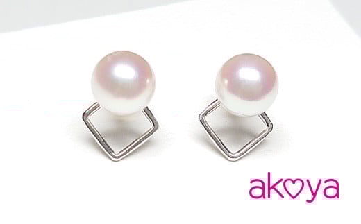 【063-01】akoya ちいさなスクエアピアス(K14WG)*三重県志摩市63000衣類・装飾品・工芸品アクセサリー