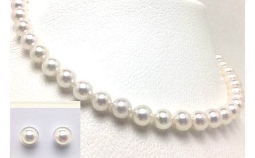 真珠 パール あこや アクセサリーネックレス ピアス セット ジュエリー 三重県 伊勢志摩 志摩 アコヤ貝 冠婚葬祭 結婚式 葬式 フォーマル / 老舗の真珠専門店・テリ最強・準花珠鑑別書付き