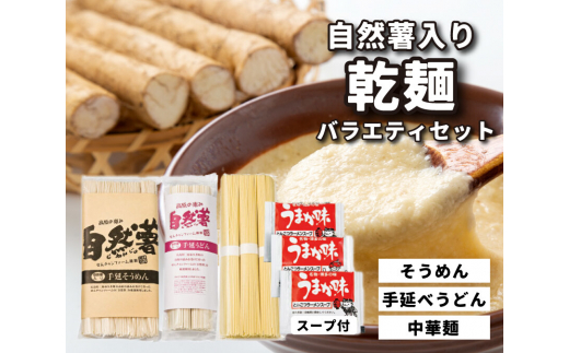 コシがあって美味♪手延べ乾麺の自然薯入り乾麺バラエティセット(小) 029007広島県三原市11000麺そうめん・ひやむぎ