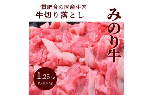 【ミノリフーズ】みのり牛切り落とし 1.25kg(250g×5パック) 052009広島県三原市22000肉牛肉