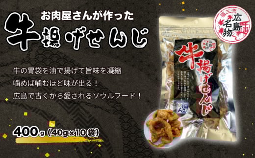 牛揚げせんじ 10袋セット お肉屋さんのせんじがら おつまみ ビール ホルモン おやつ 珍味 広島名物 せんじ肉 028015広島県三原市21000鍋セット・総菜・加工食品その他 鍋セット・総菜・加