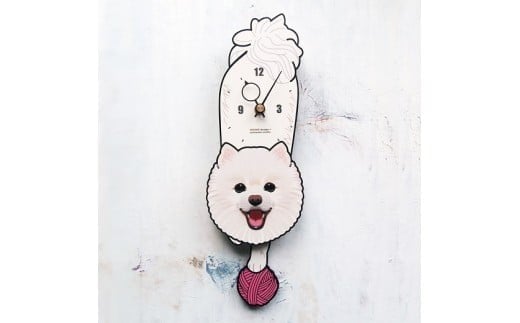 D-100W2 ポメラニアン-犬の振り子時計毛糸玉02.PINK C-CD-100A岡山県西粟倉村22000衣類・装飾品・工芸品その他 装飾品・工芸品