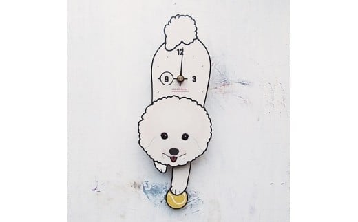 D-26F4 ビションフリーゼ-犬の振り子時計花04.YELLOW C-CD-026A岡山県西粟倉村22000衣類・装飾品・工芸品その他 装飾品・工芸品