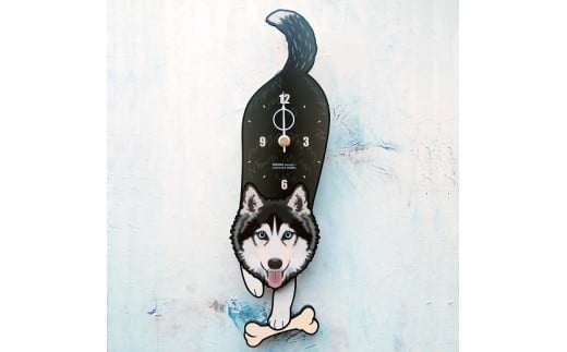 D-154M1 シベリアンハスキー-犬の振り子時計ネズミ C-CD-154A岡山県西粟倉村22000衣類・装飾品・工芸品その他 装飾品・工芸品