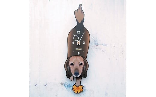 D-81F4 ミニチュアダックス(ロング)-犬の振り子時計花04.YELLOW C-CD-081A岡山県西粟倉村22000衣類・装飾品・工芸品その他 装飾品・工芸品