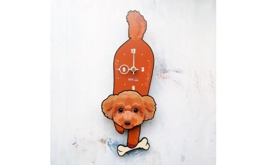 D-139W3 プードル(レッド)-犬の振り子時計毛糸玉03.RED C-CD-139A岡山県西粟倉村22000衣類・装飾品・工芸品その他 装飾品・工芸品