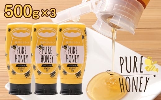 かの蜂 ピュアハニー【AR500g×3個】便利なプッシュボトルタイプ  蜂蜜 はちみつ ハチミツ 百花蜂蜜 保存食 防災グッズ 常温 保存 備蓄 防災食 非常食福岡県八女市13000鍋セット・総菜・加工食