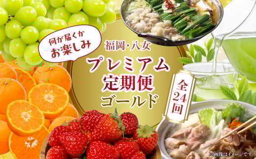 福岡・八女お楽しみプレミアム定期便【ゴールド】全24回<配送不可:北海道・沖縄・離島> 魚 肉 野菜 フルーツ 果物 九州 グルメ 食べ物 旬の味覚 いちご あまおう シャインマスカット