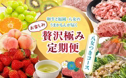 和牛と福岡・八女のうまかもんが届く お楽しみ贅沢極み定期便【全12回】〜八女つきコース〜|<配送不可:北海道・沖縄・離島>福岡県八女市180000肉牛肉