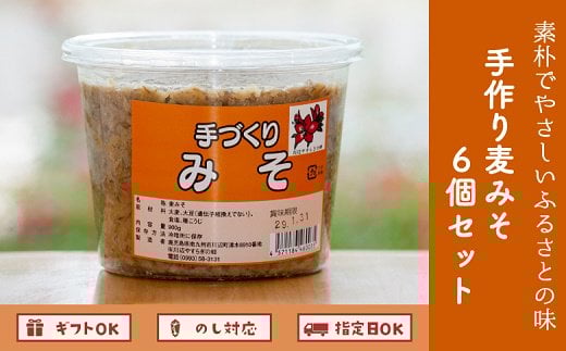 013-03 素朴でやさしい味 手作り麦みそ6個セット鹿児島県南九州市10500調味料・油味噌