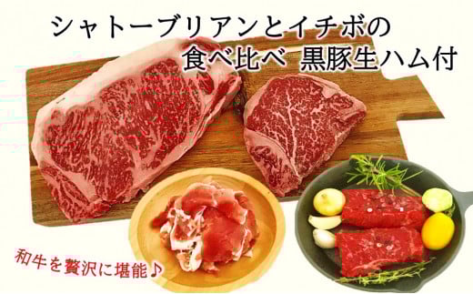 027-25 シャトーブリアンとイチボの食べ比べ 黒豚生ハム付鹿児島県南九州市31500肉牛肉