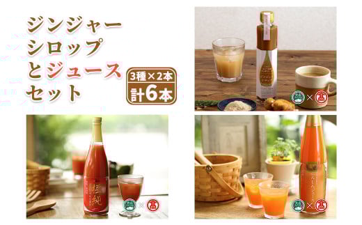 ジンジャーシロップとジュースセット(トマト・にんじん)(計6本・各2本)【T-BF11】【大山ブランド会】鳥取県境港市42000お茶・飲料果汁・野菜飲料