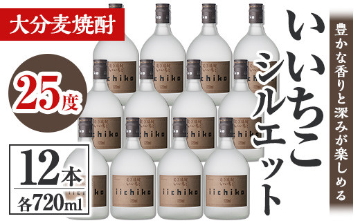 いいちこシルエット 25度(計8.64L・720ml×12本)酒 お酒 むぎ焼酎 720ml 麦焼酎 いいちこ アルコール 飲料 常温【106105101】【酒のひろた】大分県宇佐市54000酒・アルコール焼酎
