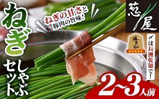 鉄板バル葱屋の ねぎしゃぶセット(2〜3人前)ねぎしゃぶ しゃぶしゃぶ 豚肉 ぶた肉 ぶたにく お肉 鍋セット 乾麺 出汁 だし ポン酢 勝負めし【110700500】【葱屋おおくぼ】大分県宇佐市18000鍋セ