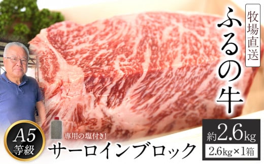 ふるの牛(黒毛和牛)特選サーロインブロック 2.6kg ゲランド塩付き A5 《30日以内に出荷予定(土日祝除く)》福岡県鞍手町200000肉牛肉