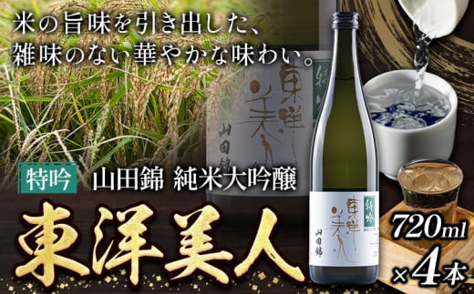 日本酒 新酒 東洋美人 特吟 山田錦 純米大吟醸 4本 計2880ml 1本あたり 720ml 福岡吟醸倶楽部株式会社《30日以内に出荷予定(土日祝除く)》福岡県 鞍手郡 鞍手町 酒 冷酒 福岡県鞍手町40000酒・ア