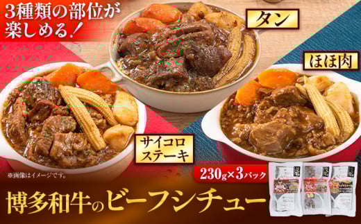 博多和牛 の ビーフシチュー 230g × 3種類 ( サイコロステーキ タン ほほ肉 ) 清柳食産《30日以内に出荷予定(土日祝除く)》九州産 牛 肉 牛肉 和牛 シチュー福岡県鞍手町13000肉牛肉