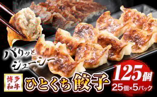 餃子 一口餃子 ひとくち 博多和牛 冷凍 25個 × 5パック 125個 清柳食産《30日以内に順次出荷(土日祝除く)》九州産 牛 肉  冷凍 鞍手郡 鞍手町 牛肉 肉料理 和牛 博多和牛 揚げ餃子 水餃子福岡県