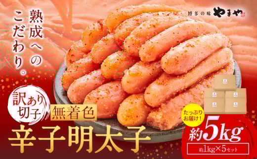 明太子 無着色 訳あり 辛子明太子 めんたいこ 5kg 切れ子 博多の味 やまや 《45日以内に出荷予定(土日祝除く)》 福岡県 鞍手町 明太子 熟成 1kg × 5箱 ご家庭用福岡県鞍手町62000魚介・海産物明