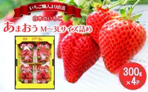 いちご いちご職人 白木のいちご あまおう 300g×4パック詰め (M〜3Lサイズ) イチゴ 苺 果物 デザート ※配送不可:沖縄・離島福岡県大刀洗町17500果物・フルーツいちご