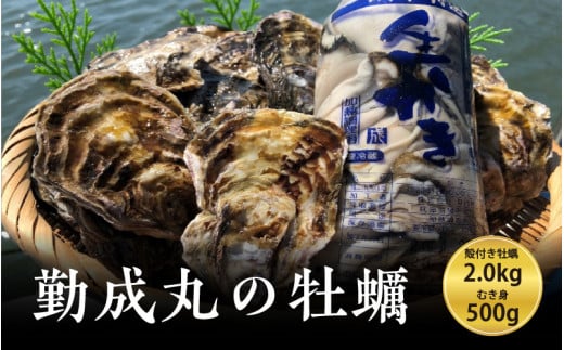 【先行予約】勤成丸の牡蠣 殻付き牡蠣 2.0kgとむき身500gのセット【2025年12月中旬以降順次発送予定】兵庫県18000魚介・海産物貝類
