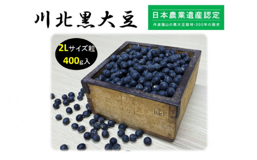 【先行予約】【新物 令和7年産】川北黒大豆 2Lサイズ粒 400g入り ※2025年12月中旬以降順次発送予定【 豆類 丹波の黒豆 最高級ブランド 大粒 甘み コク おせち料理 煮豆 黒豆ごはん 黒豆茶