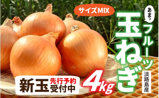 【先行予約】新玉フルーツ玉ねぎ4kg【サイズ色々】※2026年3月中旬頃より順次発送予定 / 新玉ねぎ タマネギ 淡路島の玉ねぎ 玉葱 カレー シチュー バーベキュー 料理 保存 スープ サラダ 人