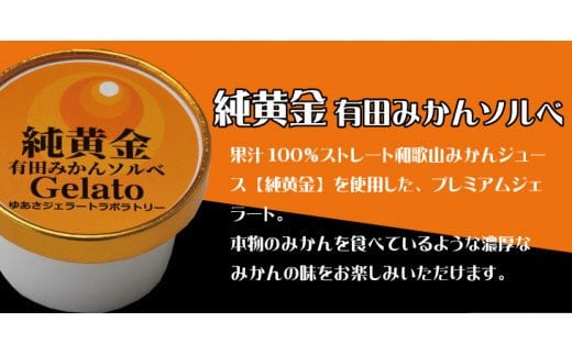 プレミアムジェラート 純黄金12個セット 有田みかんソルベ アイスクリームセット 100mlカップ ゆあさジェラートラボラトリー【kztb700-08】和歌山県古座川町20000菓子・スイーツアイス・ジェラ