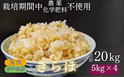 【 2025年 10月下旬より発送】 岩手県産 新米 きらほ 玄米 20kg / 農薬 化学肥料 :栽培期間中 不使用 武田家のお米【米農家 仁左ェ門】 米 こめ コメ ご飯 ライス おにぎり 弁当 単一原料米 低