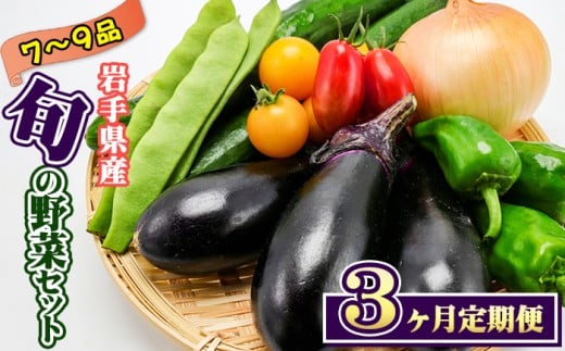 岩手県産 野菜セット 7品 〜 9品 3ヶ月 定期便 / 野菜 やさい 詰め合わせ 詰合せ 詰合わせ 旬 新鮮 国産 季節 季節野菜 おまかせ 春野菜 夏野菜 秋野菜 山菜 葉野菜 葉物 根菜 果菜 冷蔵 冷蔵