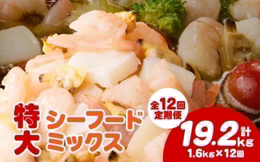 【定期便12回】特大大盛シーフードミックス 1.6kg(正味)《配達不可エリア:北海道・沖縄・離島》・K310愛知県西尾市144000魚介・海産物エビ
