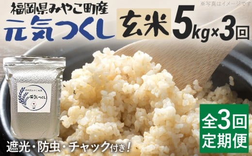 定期便3回 米 令和7年産 元気つくし(玄米) 5kg 定期便 チャック付き チャック 防虫 ごはん おにぎり おやつ 福岡県 みやこ町産 福岡 九州 グルメ お取り寄せ福岡県みやこ町45000米・パン玄米