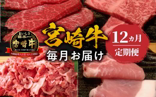 【12か月定期便】宮崎牛を毎月お届け N023-YZH016宮崎県延岡市244000肉牛肉