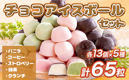 A002 チョコアイスボールセット(65粒入) 5種類×13個 バニラ ストロベリー コーヒー クランチ 抹茶山口県光市13000菓子・スイーツアイス・ジェラート