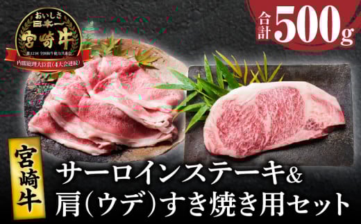宮崎牛サーロインステーキ&肩(ウデ)すき焼き用セット合計500g 肉 牛 牛肉 焼肉 国産_T009-0032宮崎県都農町19000肉牛肉