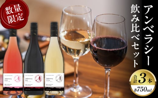 【数量限定】アンベラシー飲み比べ3本セット(レッド・ロゼ・ホワイト) 酒 飲料 アルコール 国産_T014-009宮崎県都農町26000酒・アルコールワイン