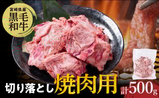 【2週間以内発送】宮崎県産黒毛和牛切り落とし(焼肉用)計500g 肉 牛 牛肉 国産_T023-0161宮崎県都農町14000肉牛肉