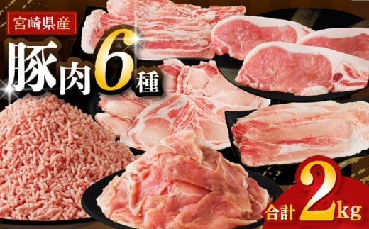 【令和8年1月発送】≪宮崎県産≫豚肉6種\てげスゲーセット/合計2kg 肉 豚 豚肉 おかず 国産_T009-030-01宮崎県都農町13000肉豚肉